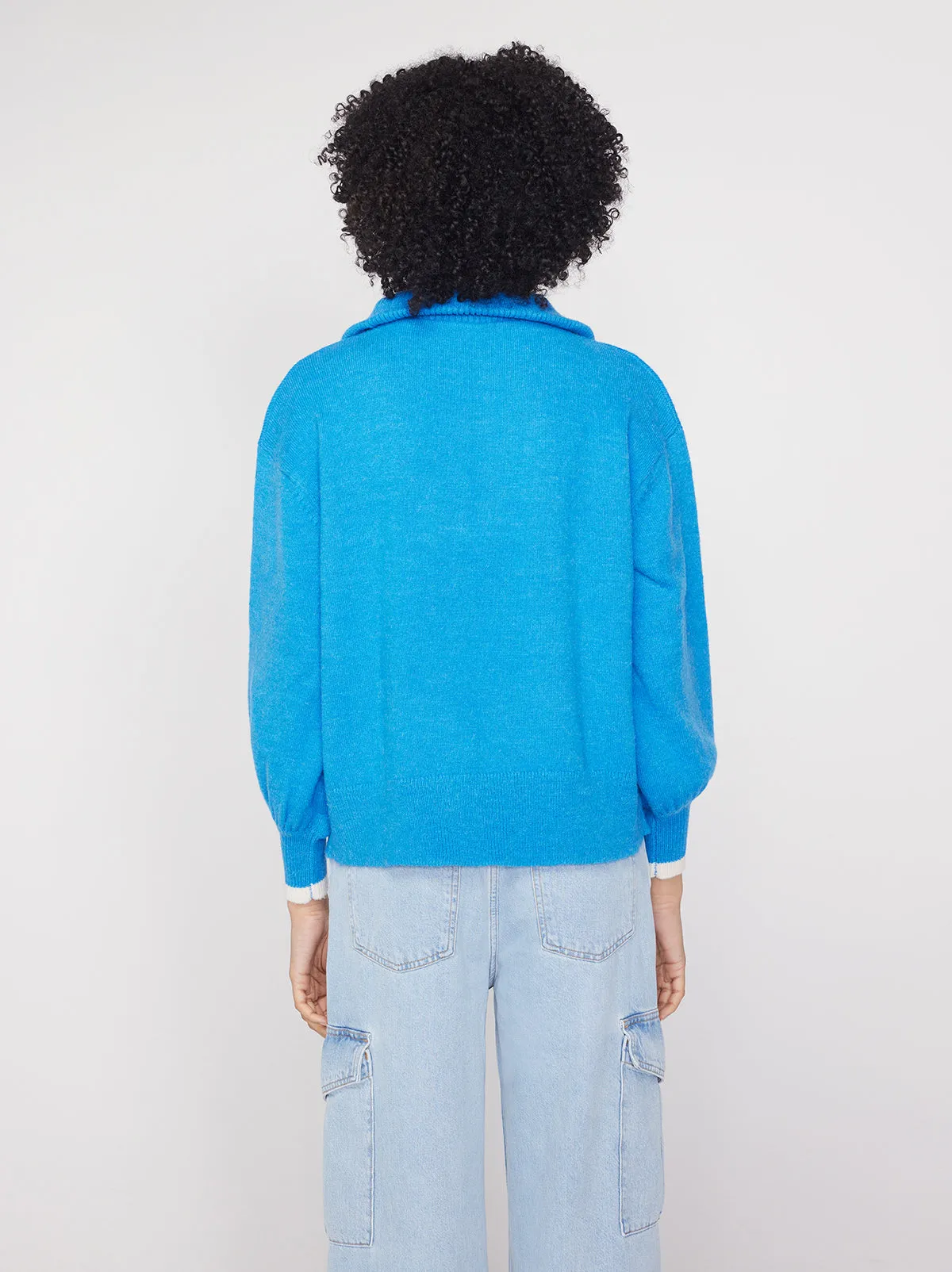 Lorna Azure Blue Alpaca Blend Zip Up Sweater