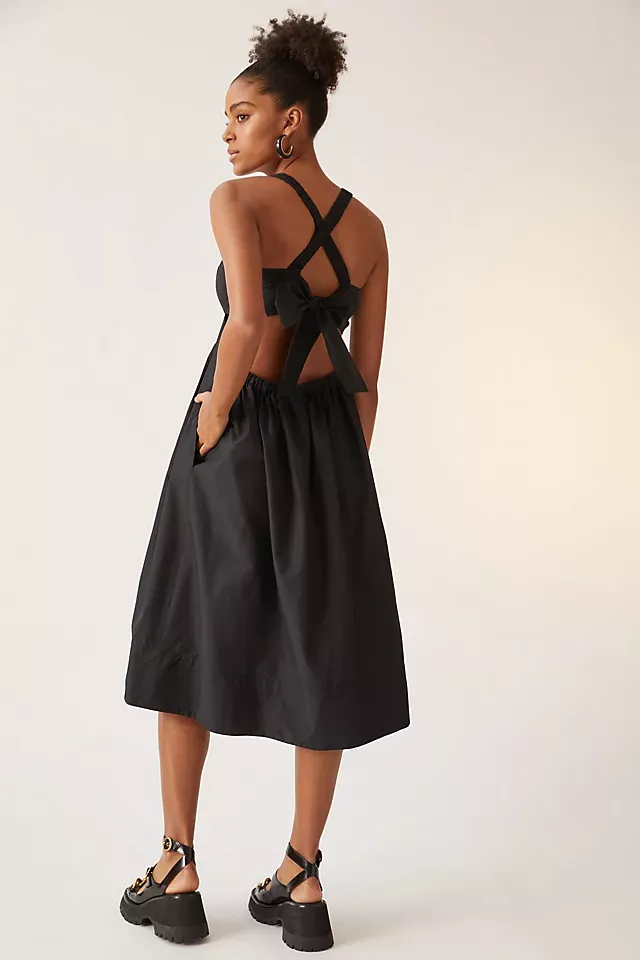 Lowry Black Bow-Back Midi Dress