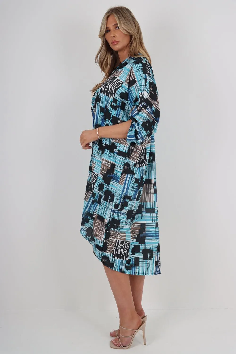 Made In Italy Knot Front Tunic Midi Dress