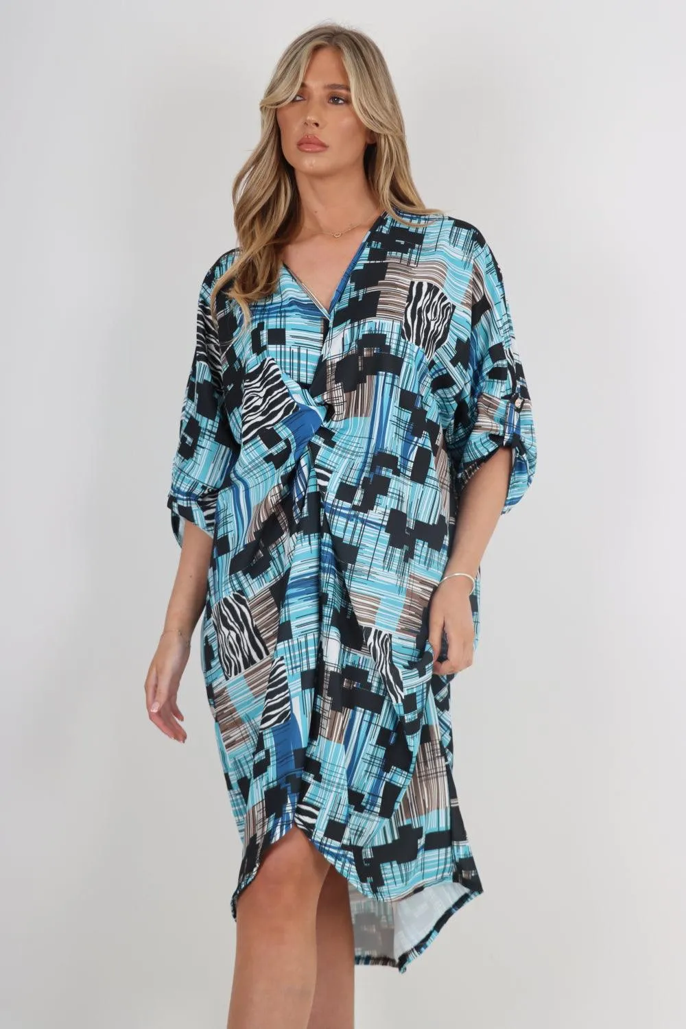 Made In Italy Knot Front Tunic Midi Dress