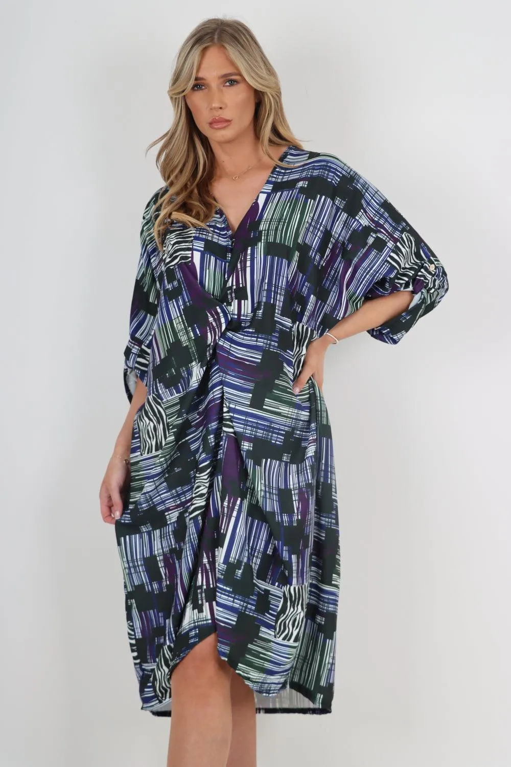 Made In Italy Knot Front Tunic Midi Dress