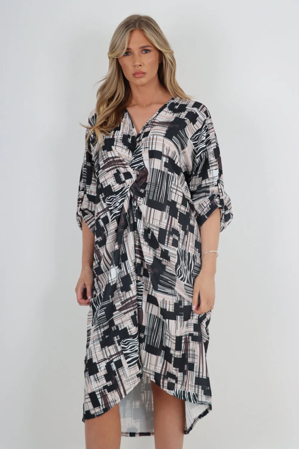 Made In Italy Knot Front Tunic Midi Dress