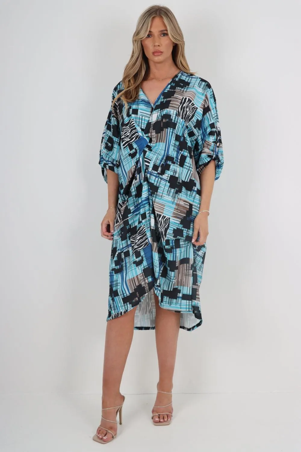 Made In Italy Knot Front Tunic Midi Dress