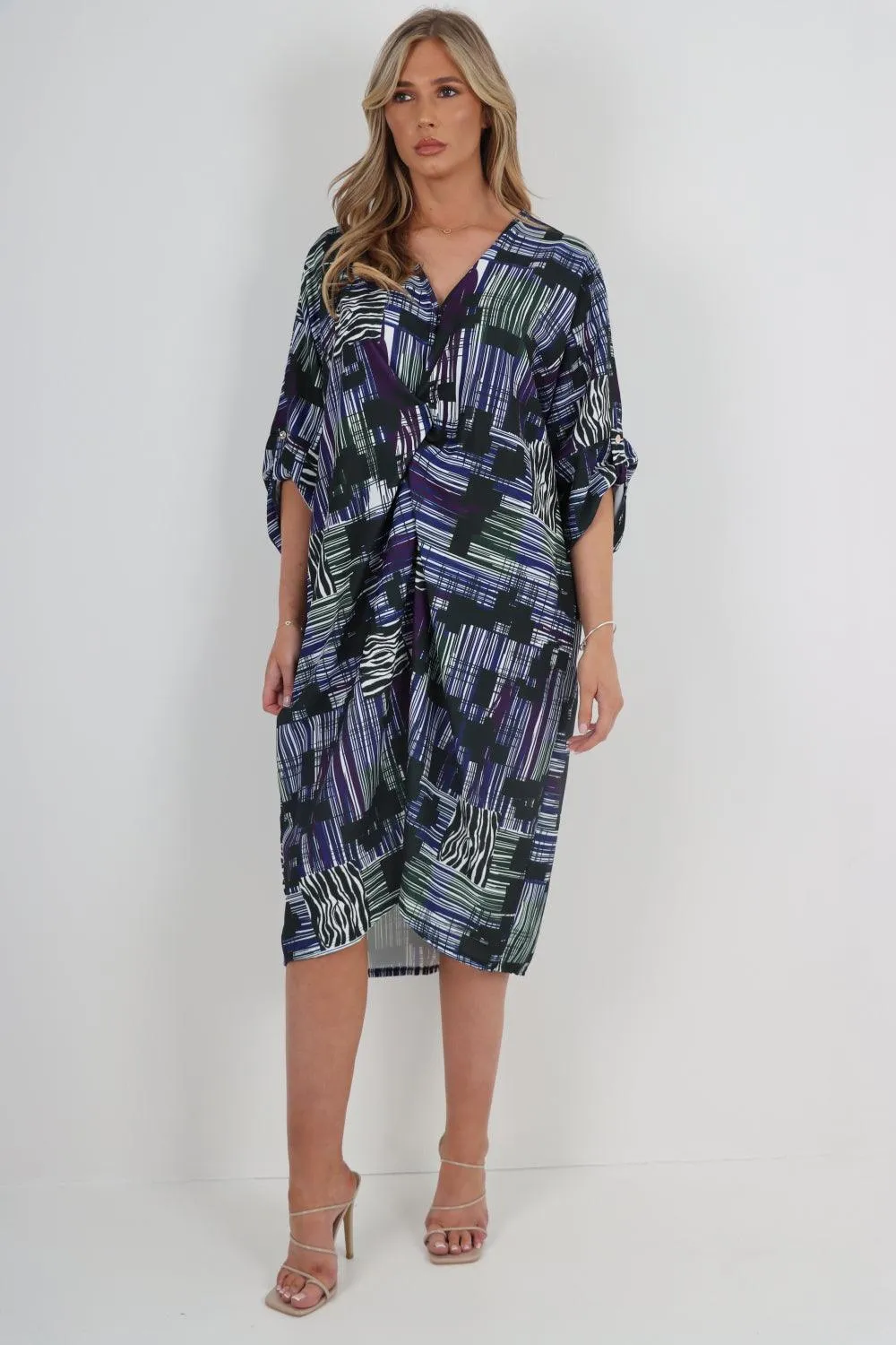 Made In Italy Knot Front Tunic Midi Dress