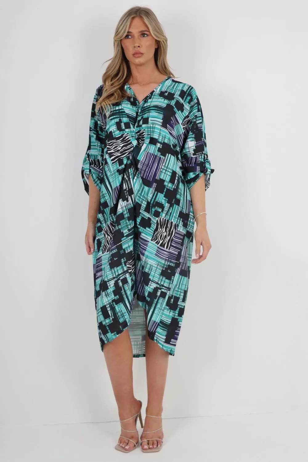 Made In Italy Knot Front Tunic Midi Dress