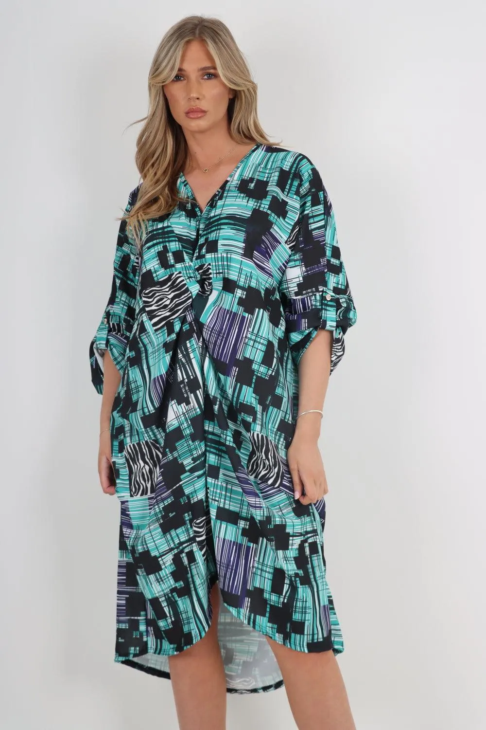 Made In Italy Knot Front Tunic Midi Dress