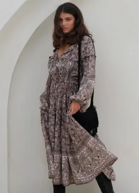 Mahli the Label - Long Sleeve Celestial Boho Gown Midi Dress