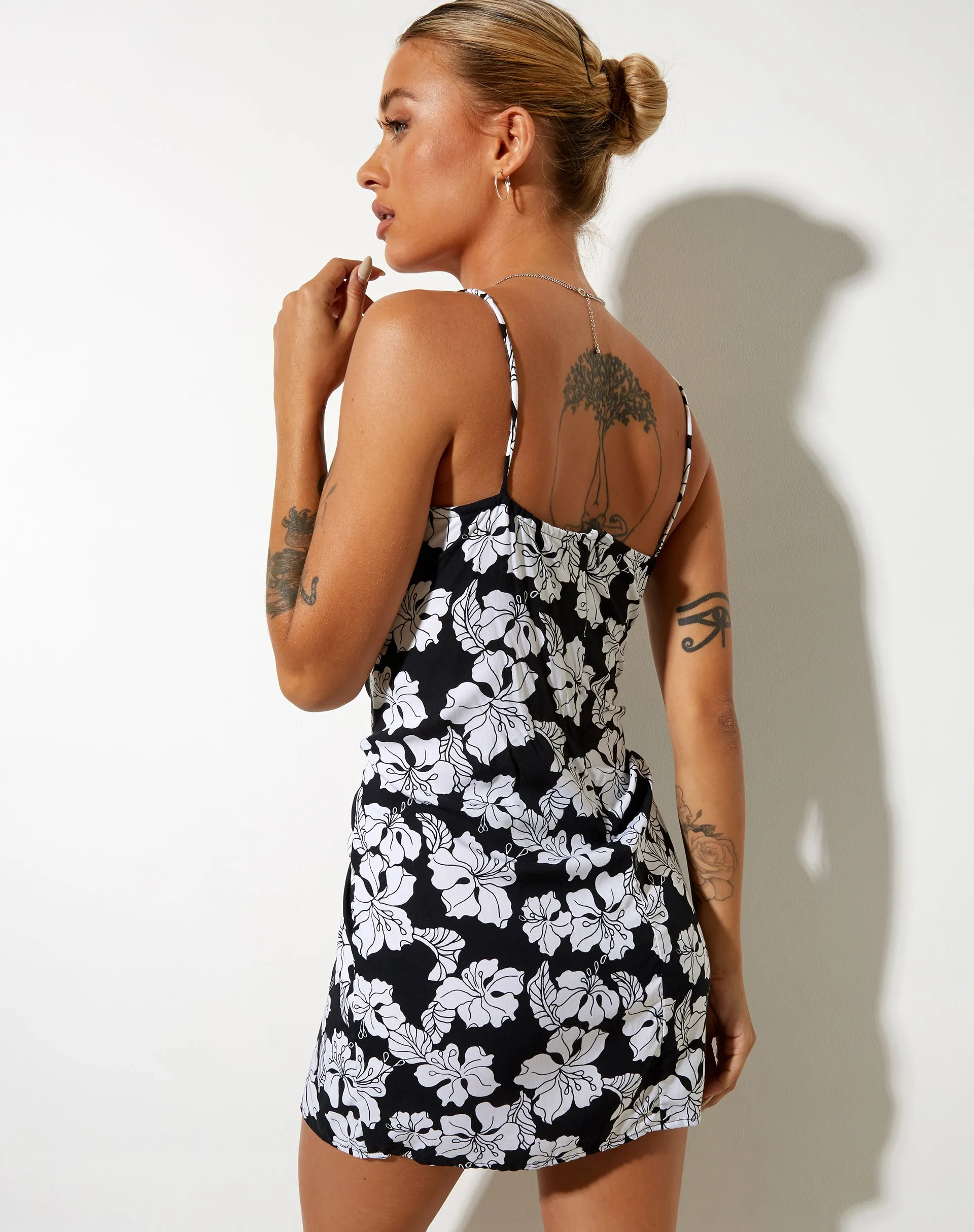 Mala Slip Dress in Vacation Black and White