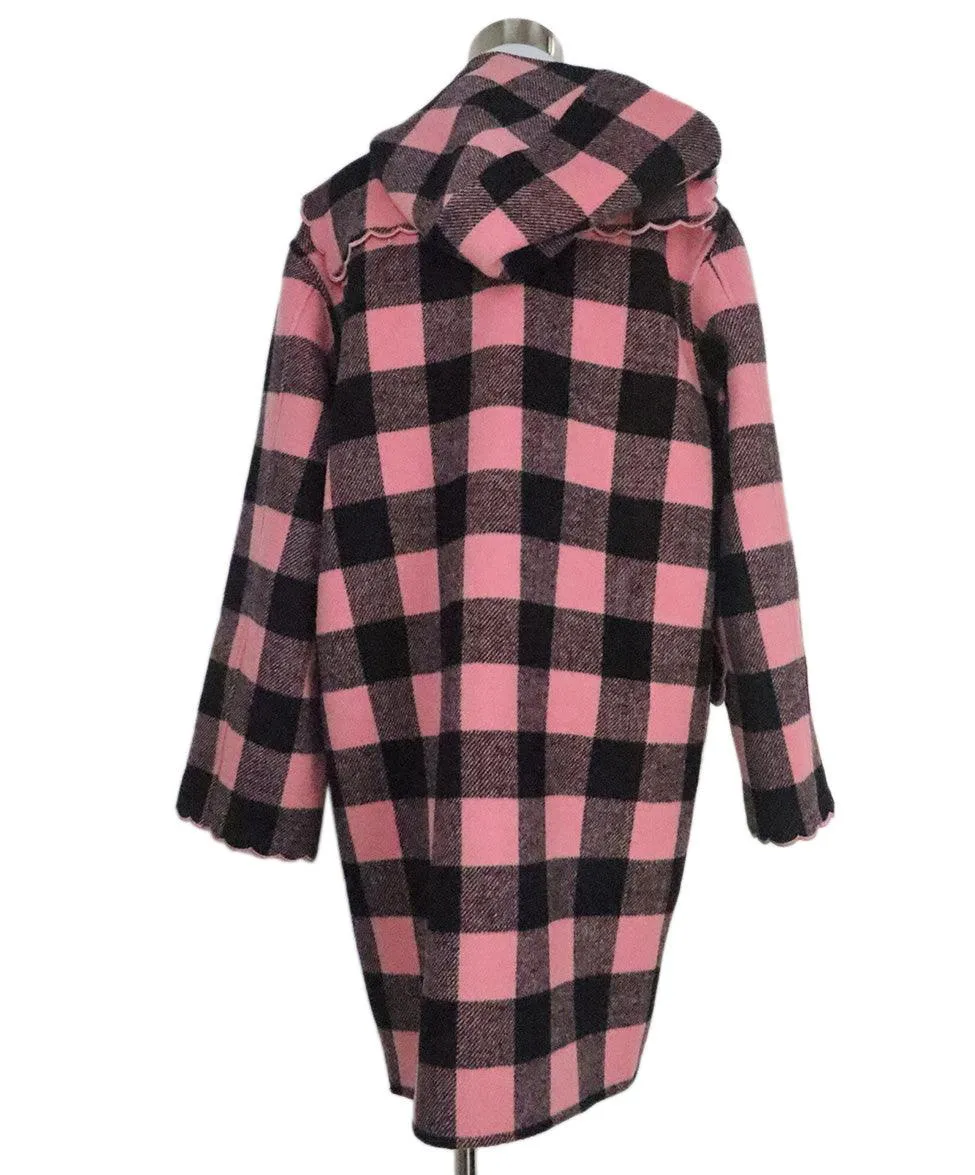 Manoush Black & Pink Check Wool Coat sz 6