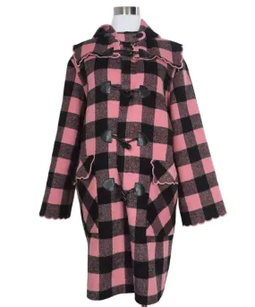 Manoush Black & Pink Check Wool Coat sz 6