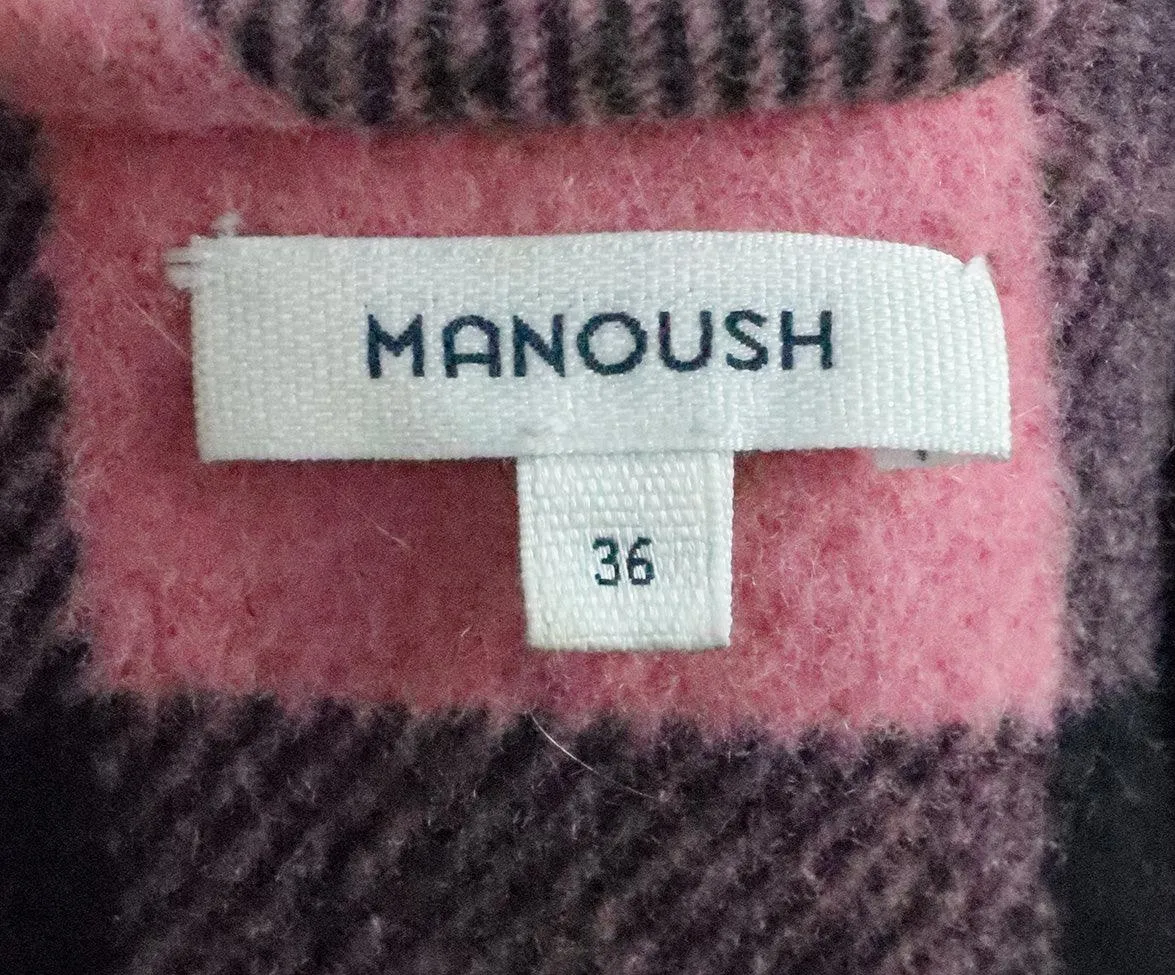 Manoush Black & Pink Check Wool Coat sz 6