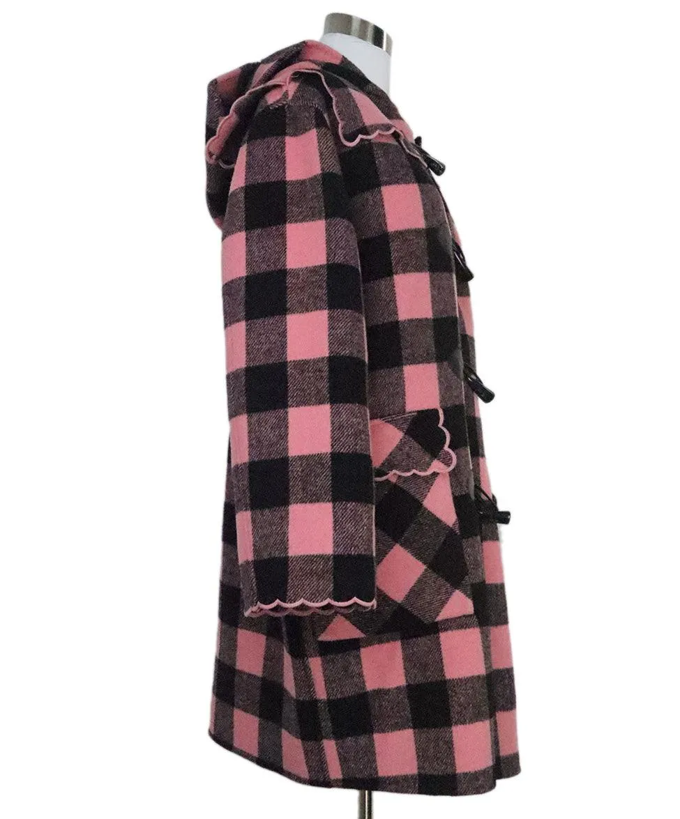 Manoush Black & Pink Check Wool Coat sz 6