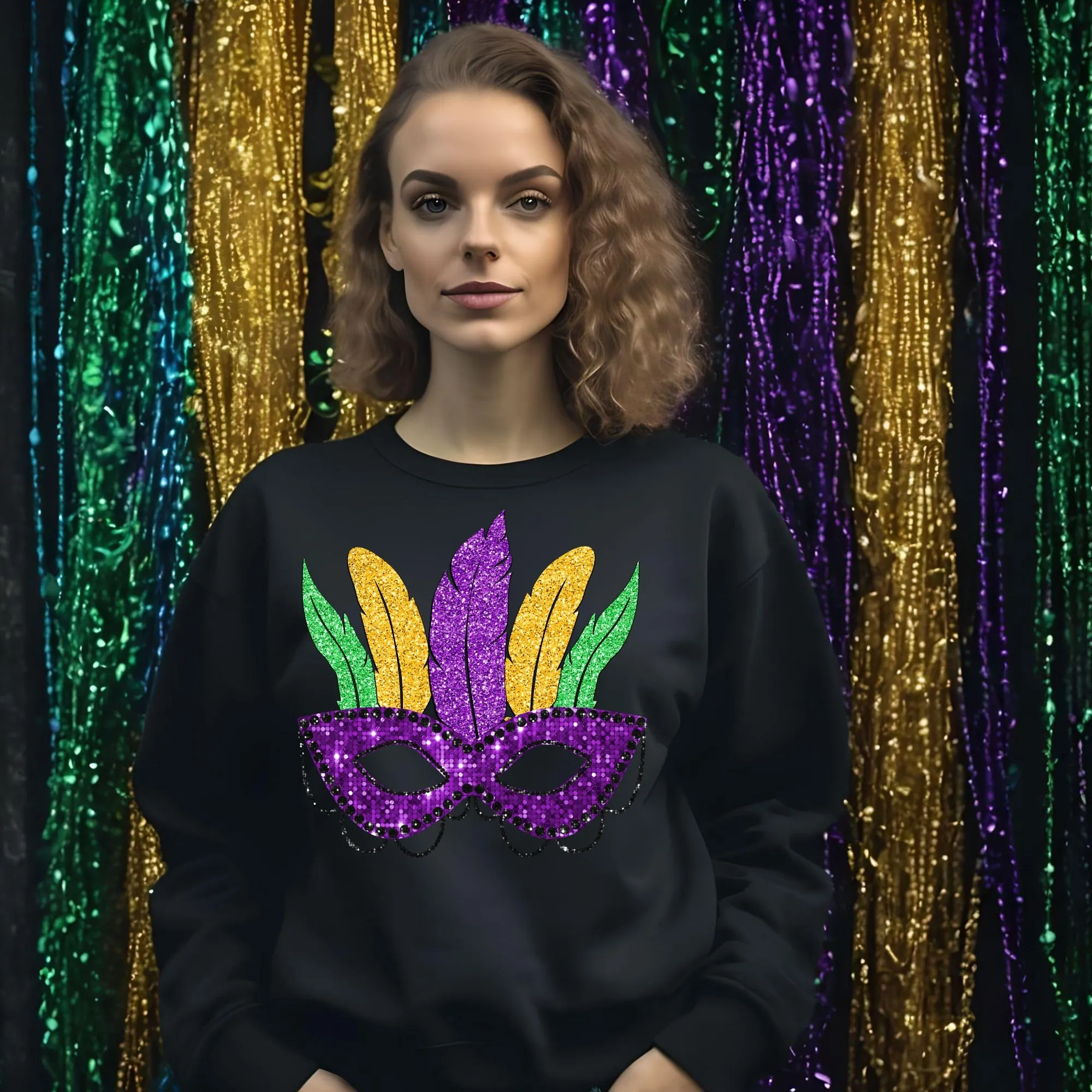 Mardi Gras Mask Sweatshirt