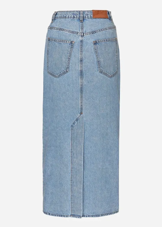 Maxi Denim Pencil Skirt - Light Blue