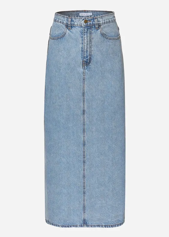 Maxi Denim Pencil Skirt - Light Blue