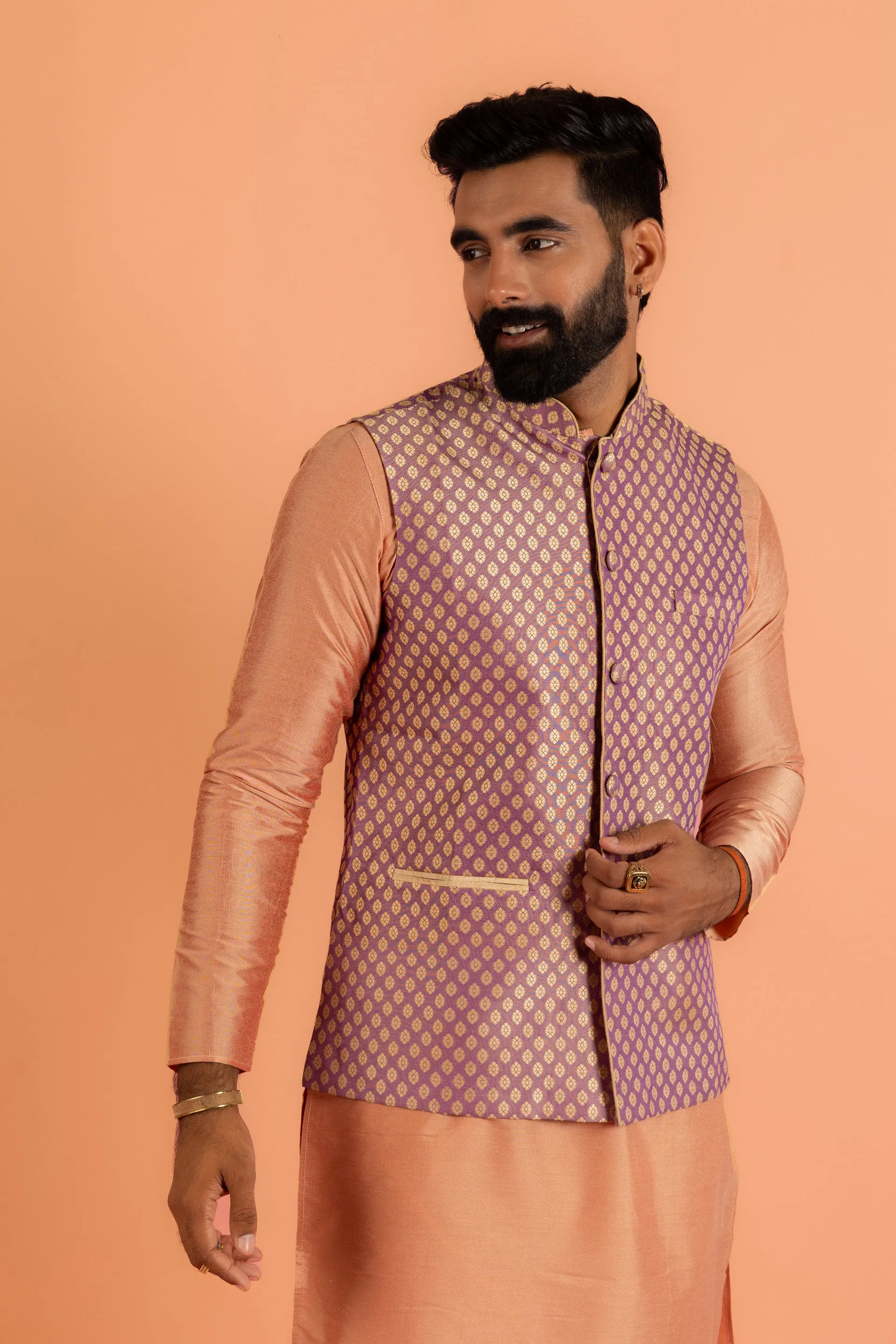 Men Mauve Nehru Jacket