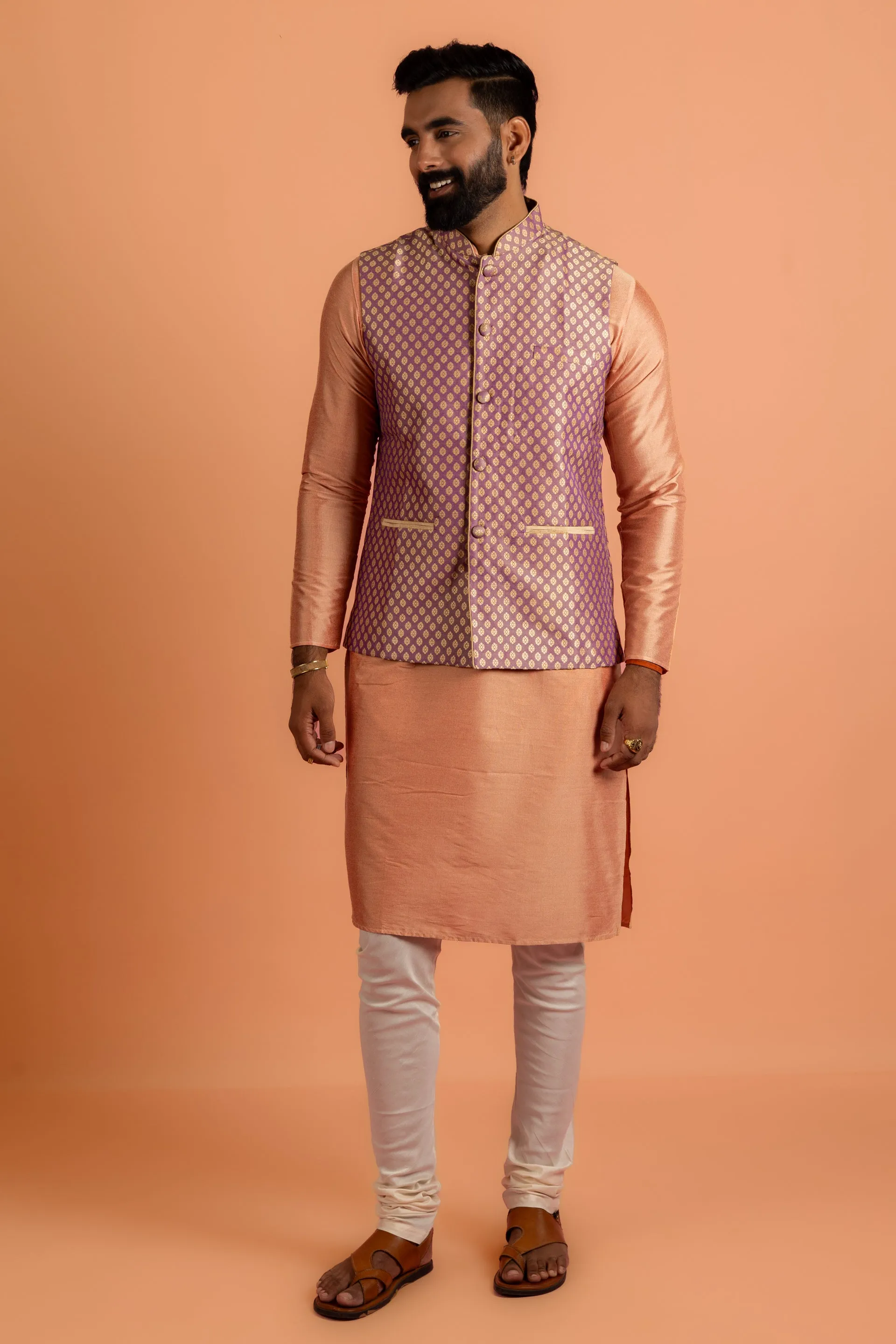 Men Mauve Nehru Jacket