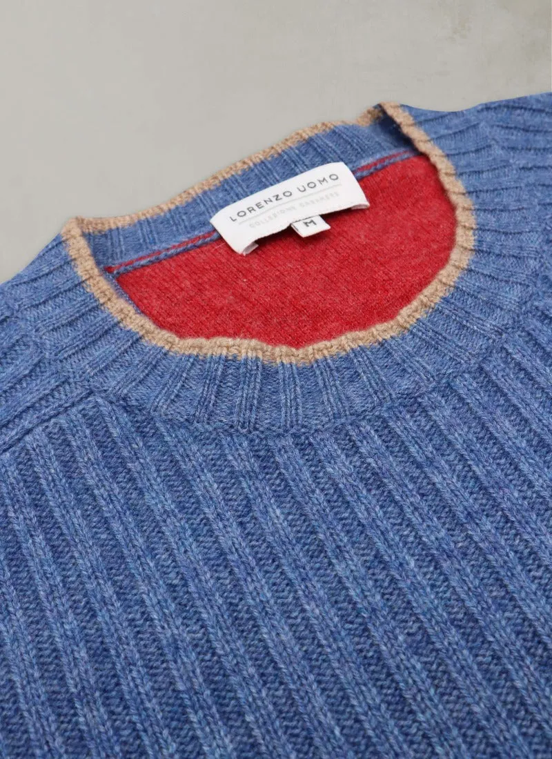 Men's Cortina Cashmere Crew Neck Sweater in Peacock Heather