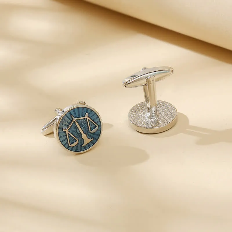 Men's Exquisite Law Scales Pattern Enamel Cufflinks