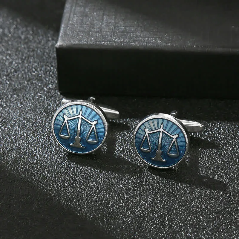 Men's Exquisite Law Scales Pattern Enamel Cufflinks