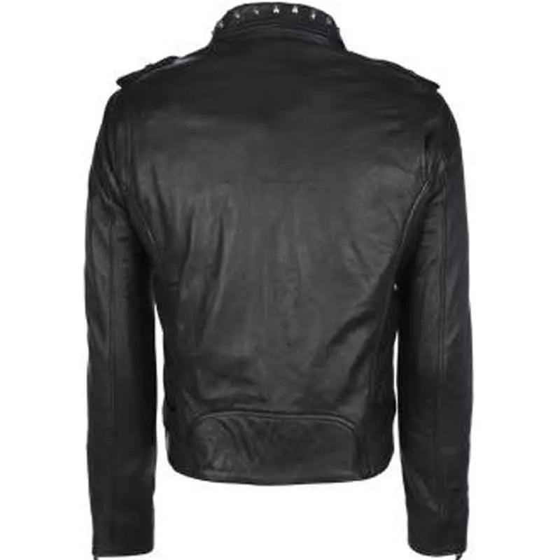 Mens Studded Collar Leather Jacket