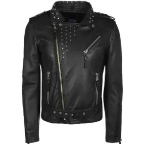 Mens Studded Collar Leather Jacket