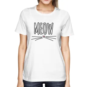 Meow Women's Shirts Cute Ladies' Short Sleeve Tee Back To School