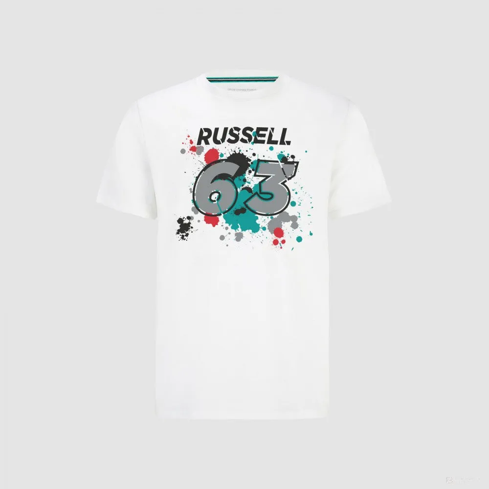 Mercedes George Russell T-Shirt, GEORGE #63, White, 2022