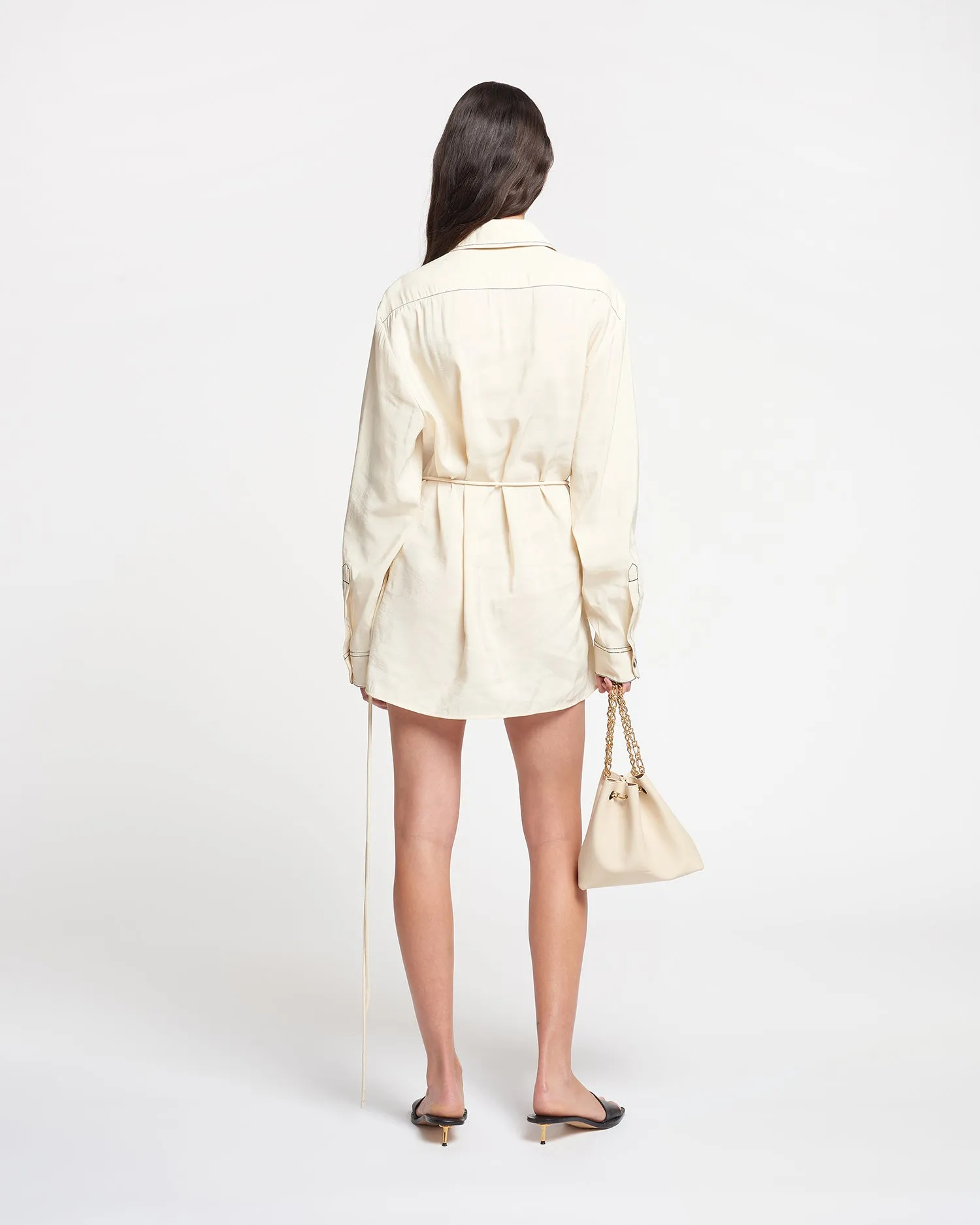 Metta - Glass Poplin Shirt Dress - Oat