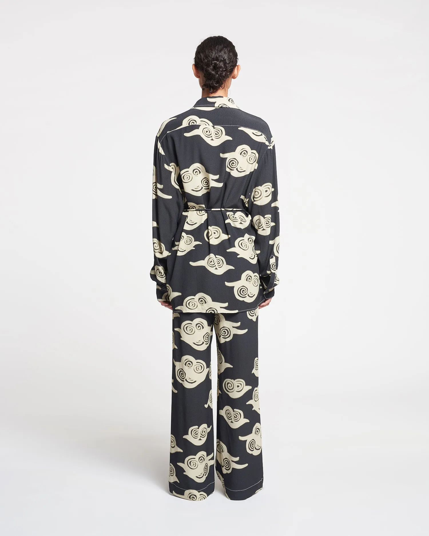 Metta - Printed Crepe Shirt Dress - Cloud Black/Creme