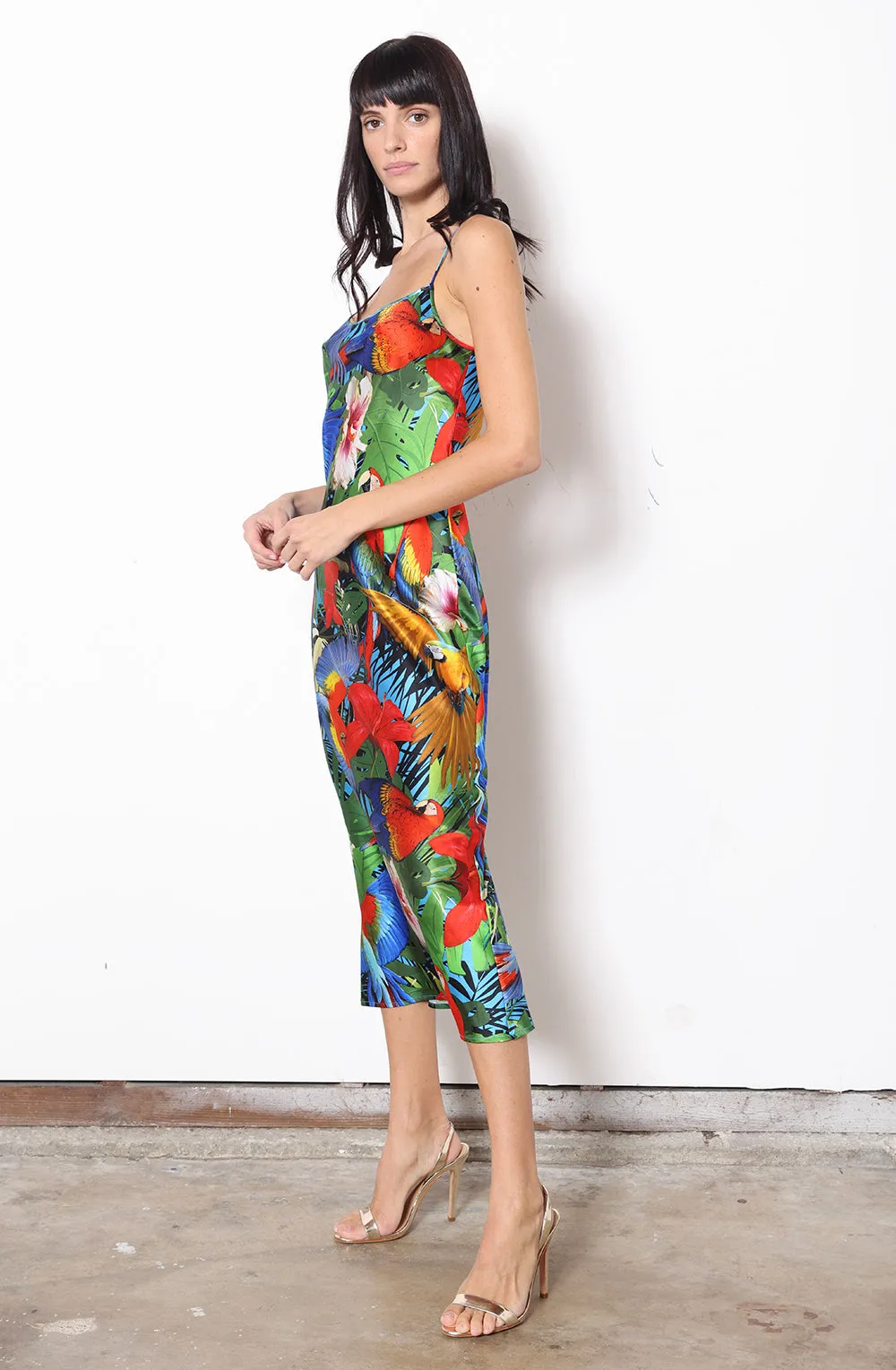 Midi Slip Dress   Parrot