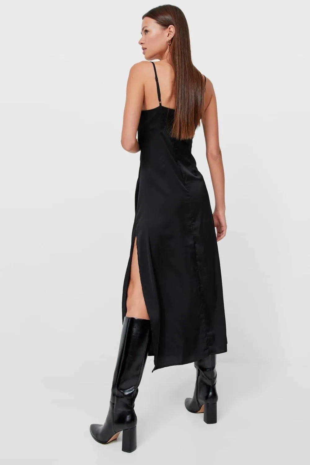 Midi Slit Basic Spaghetti Dress