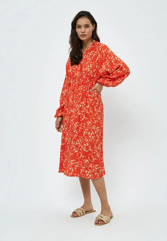 Millie Midi Dress - Intense Orange Print