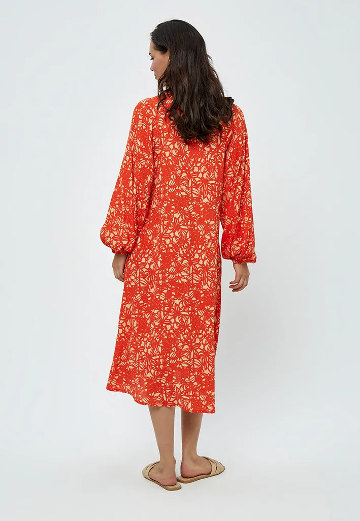 Millie Midi Dress - Intense Orange Print