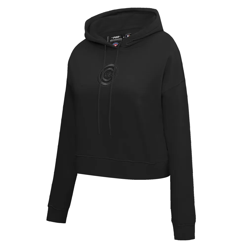 MLB CHICAGO CUBS NEUTRAL WOMEN'S CROPPED PO HOODIE (BLACK)