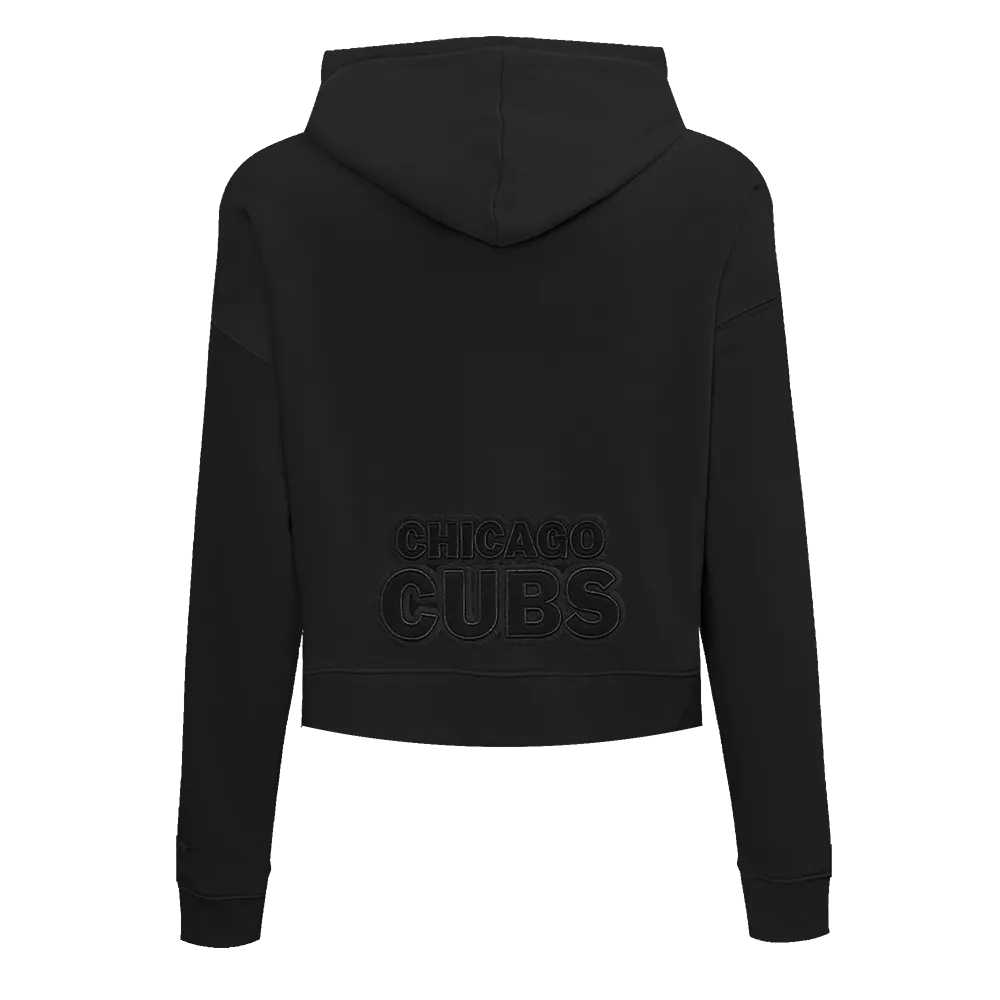 MLB CHICAGO CUBS NEUTRAL WOMEN'S CROPPED PO HOODIE (BLACK)