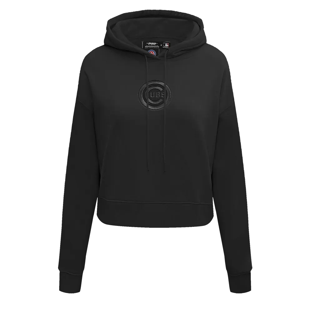 MLB CHICAGO CUBS NEUTRAL WOMEN'S CROPPED PO HOODIE (BLACK)