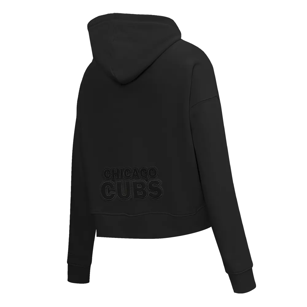 MLB CHICAGO CUBS NEUTRAL WOMEN'S CROPPED PO HOODIE (BLACK)