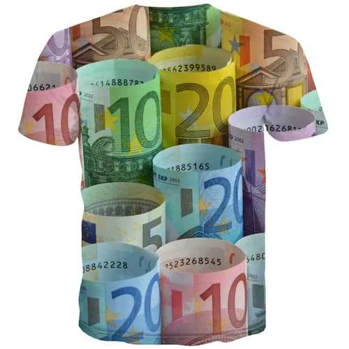 Money T shirts Men Geometric T shirts Funny Colorful Tshirts Novelty Harajuku Tshirts Casual Graffiti Tshirts Cool Short Sleeve