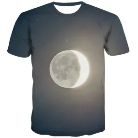 Moon T shirts Men Galaxy Tshirts Casual Space T-shirts Graphic Harajuku Tshirt Printed