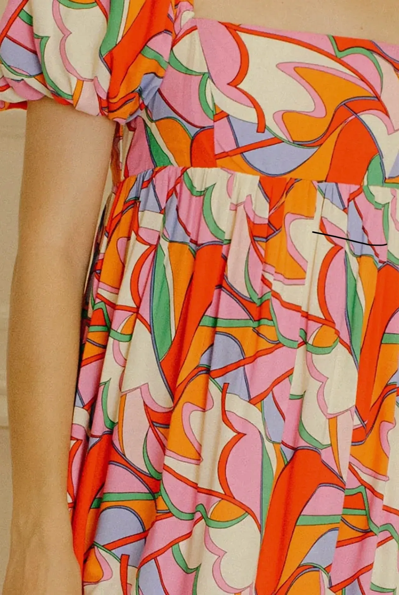 Multicolor Abstract Midi Dress