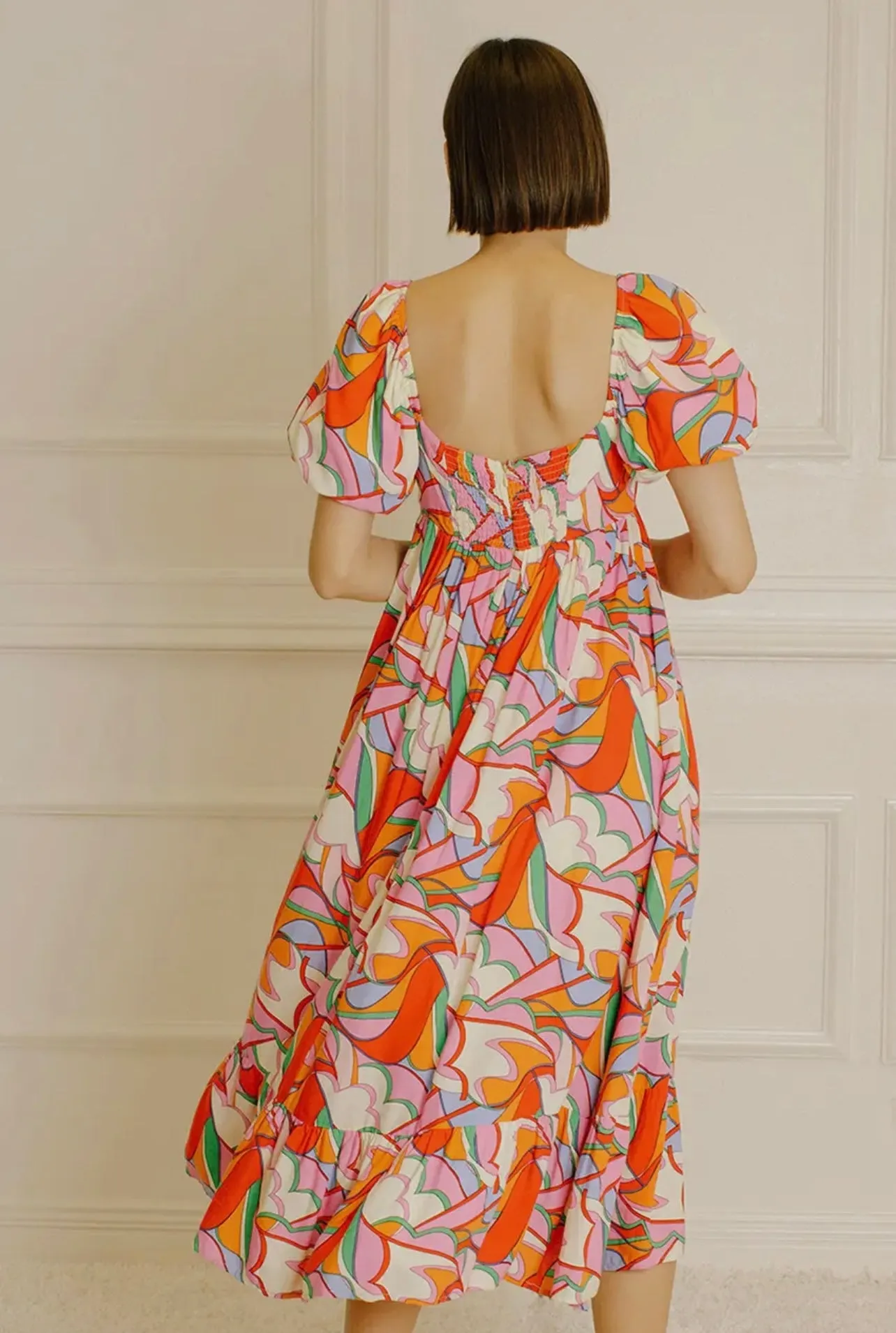 Multicolor Abstract Midi Dress