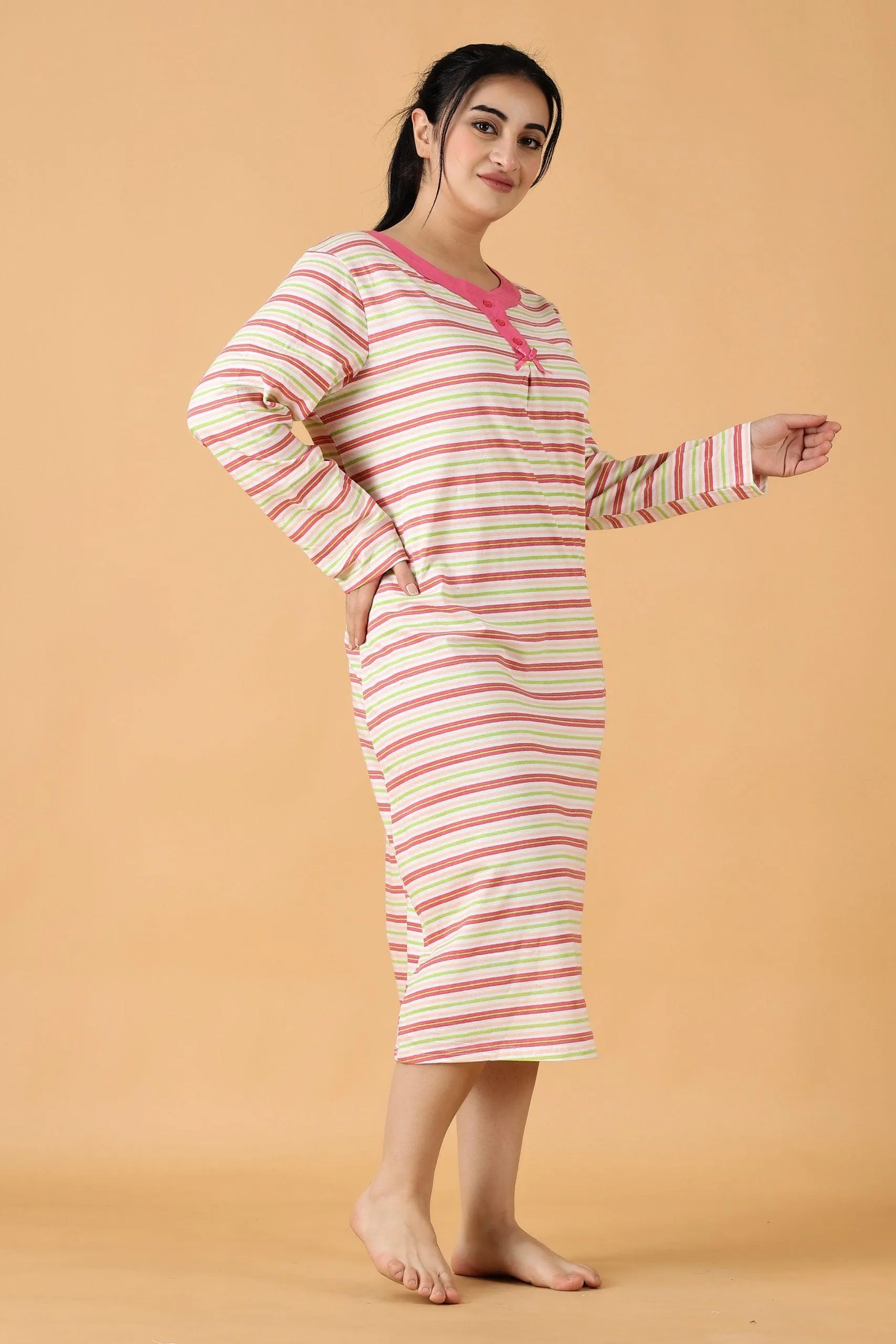 Multicolored Horizontal Striped Night Dress