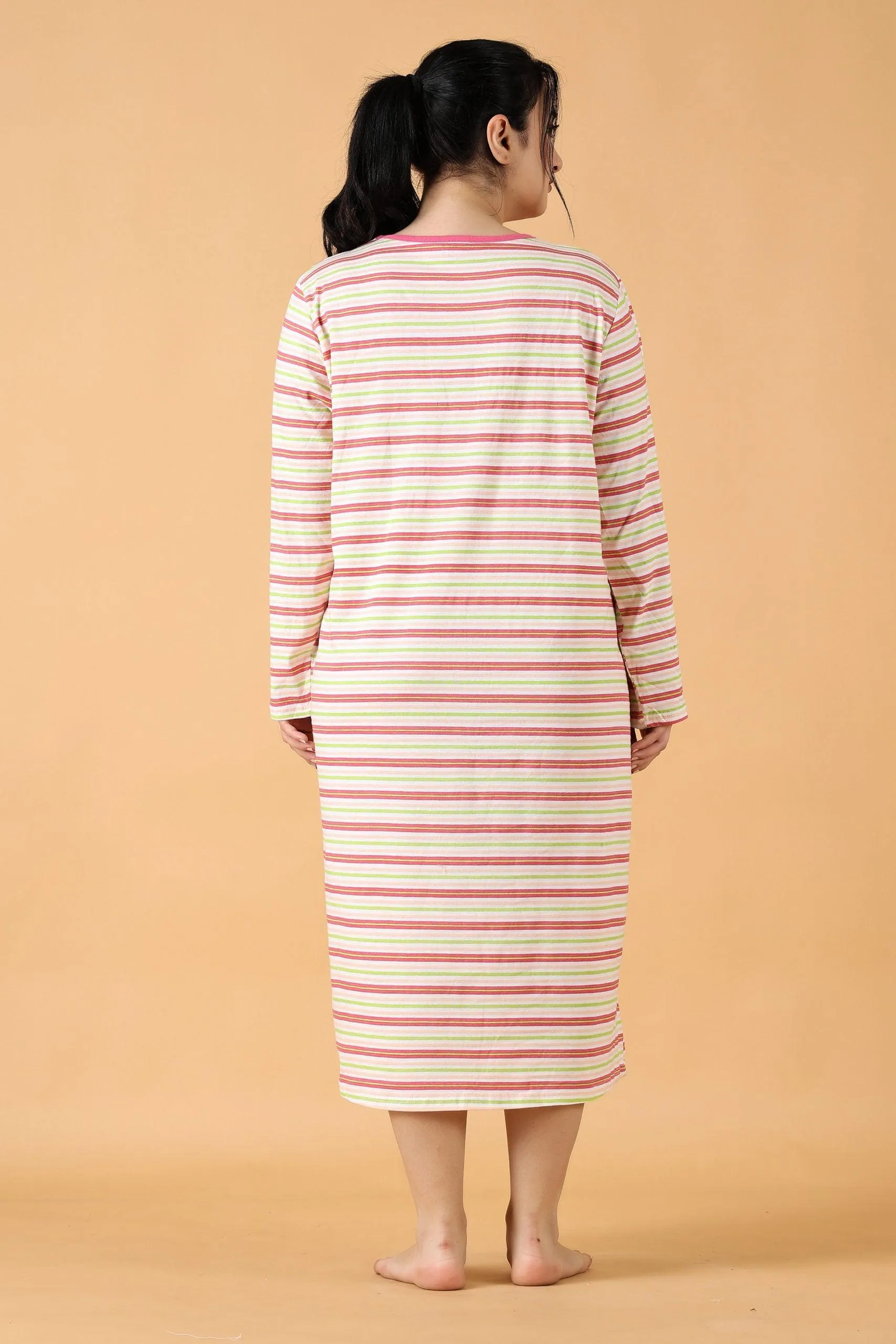 Multicolored Horizontal Striped Night Dress