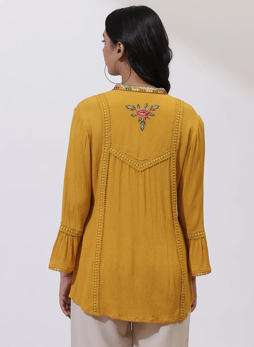 Mustard Floral Embroidered Nargis Tunic