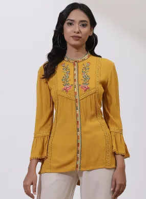 Mustard Floral Embroidered Nargis Tunic