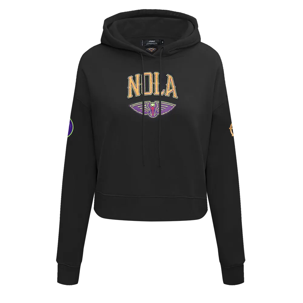 NBA NEW ORLEANS PELICANS CITY EDITION 24-25 WOMEN'S FLC CROPPED PO HOO (BLACK)