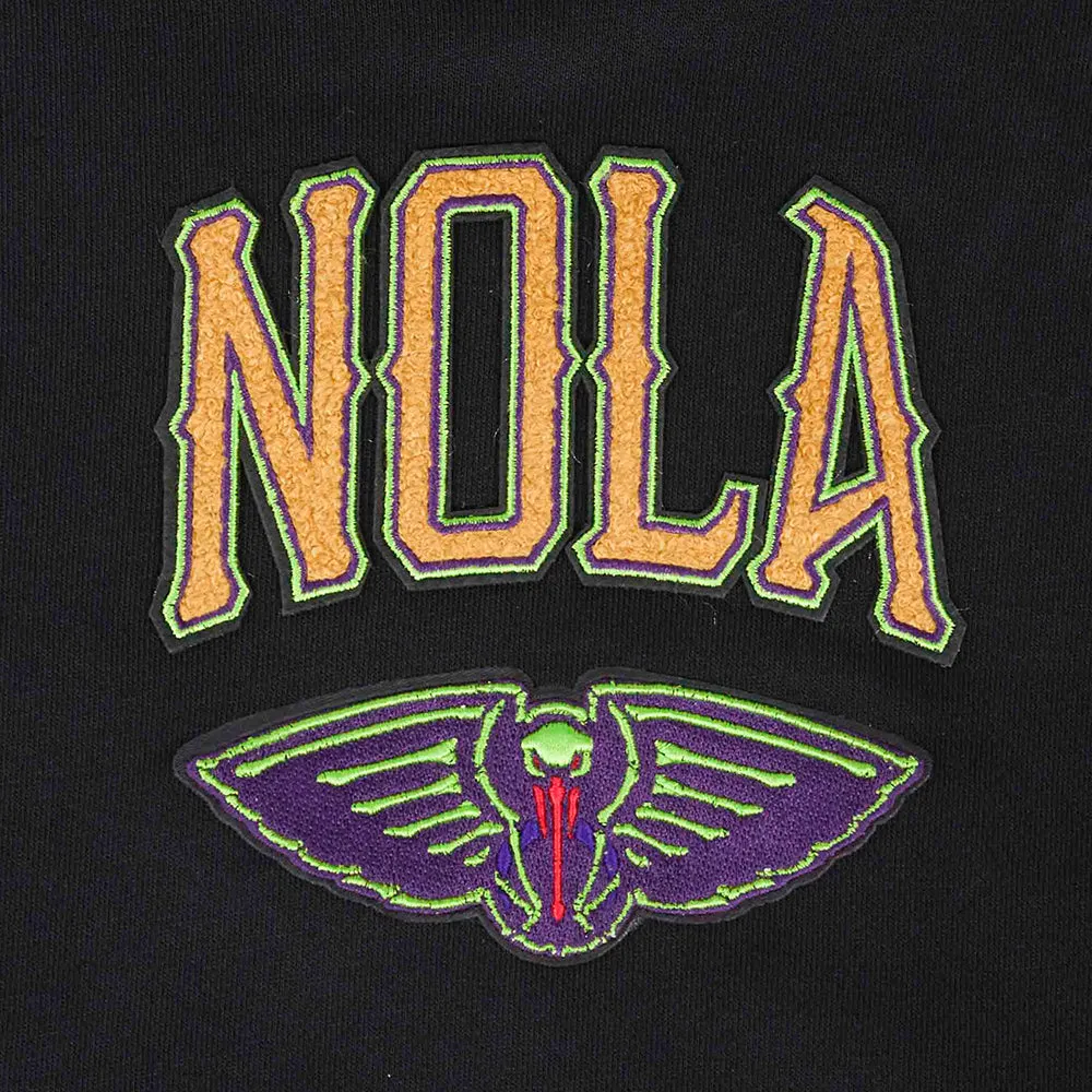 NBA NEW ORLEANS PELICANS CITY EDITION 24-25 WOMEN'S FLC CROPPED PO HOO (BLACK)