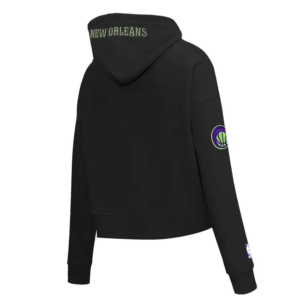 NBA NEW ORLEANS PELICANS CITY EDITION 24-25 WOMEN'S FLC CROPPED PO HOO (BLACK)