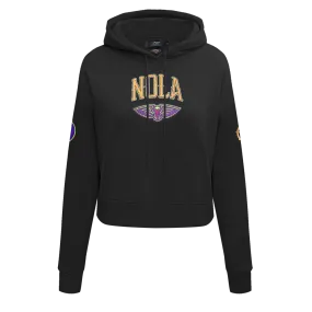 NBA NEW ORLEANS PELICANS CITY EDITION 24-25 WOMEN'S FLC CROPPED PO HOO (BLACK)